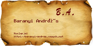 Baranyi András névjegykártya
